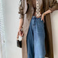Women's Faux Leather Trench Coat – Elegant Double-Breasted Design 1