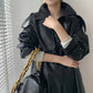 Women's Faux Leather Trench Coat – Elegant Double-Breasted Design 2
