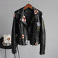Women's Fitted PU Leather Jacket – Edgy Style with Embroidery 7