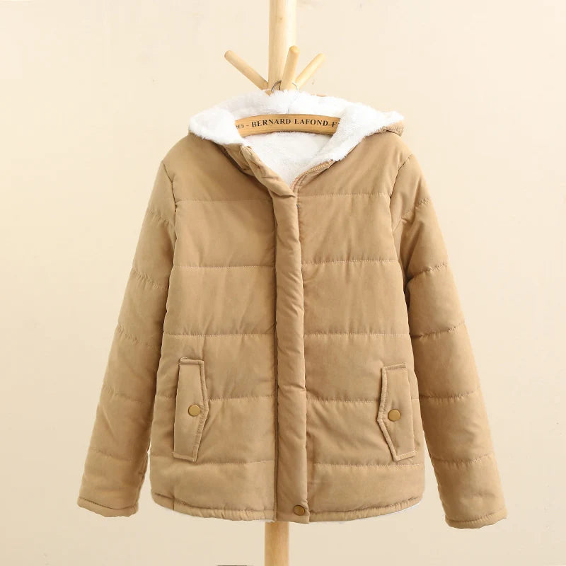 Women's Fleece-Padded Jacket – Cozy Hooded Design for Winter 2