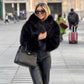 Women's Fox Fur Jacket – Chic Street Style for Winter Elegance 1