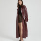 Women’s Glossy Vegan Leather Trench Coat – Chic Slim Fit Style 1