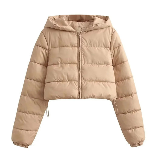 Women's Hooded Cropped Jacket – Slim Fit for Winter Warmth 0