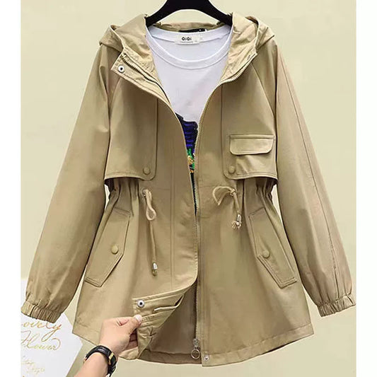 Women's Hooded Trench Coat – Lightweight Windbreaker for Fall 0
