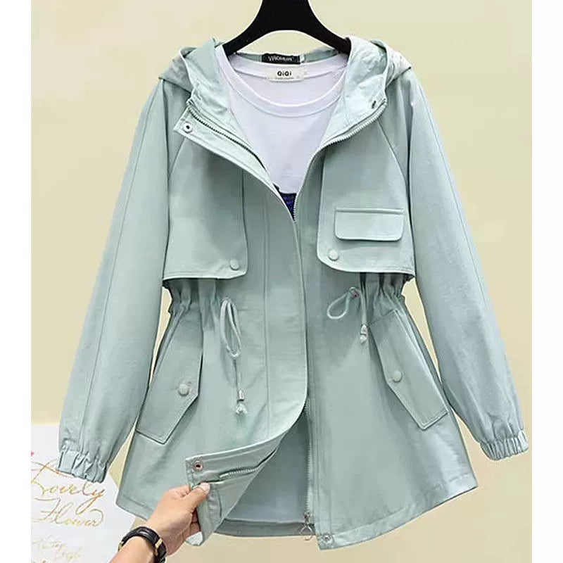 Women's Hooded Trench Coat – Lightweight Windbreaker for Fall 2