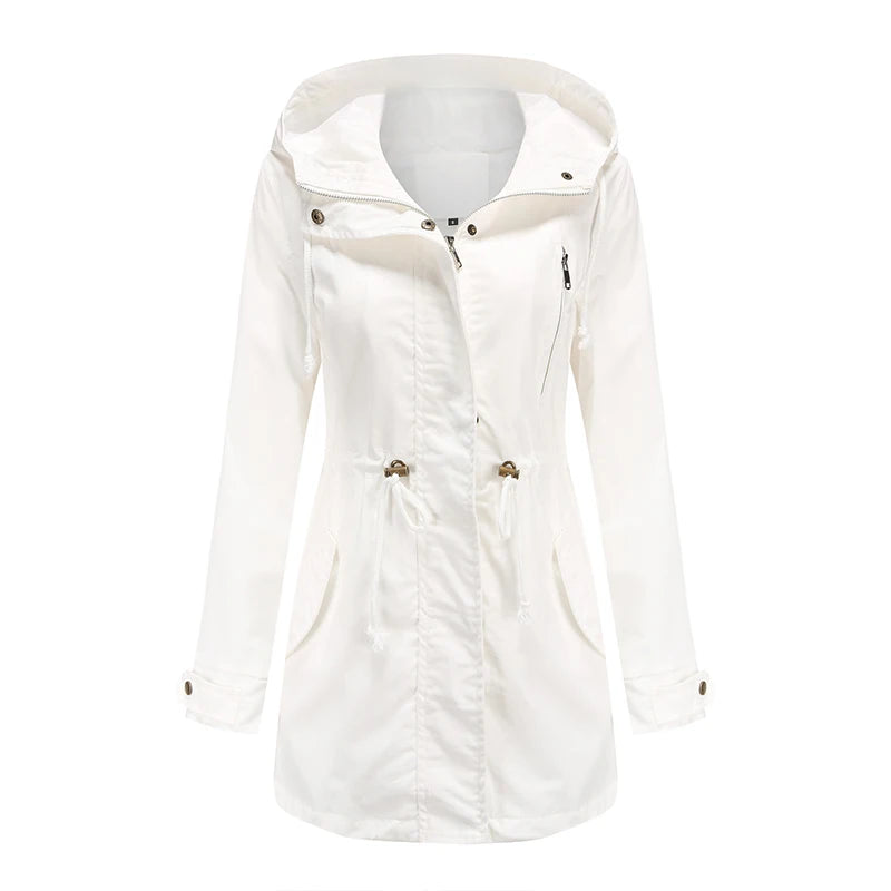 Women's Hooded Windbreaker Trench Coat – Stylish & Comfortable 0