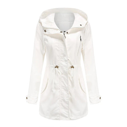 Women's Hooded Windbreaker Trench Coat – Stylish & Comfortable 0
