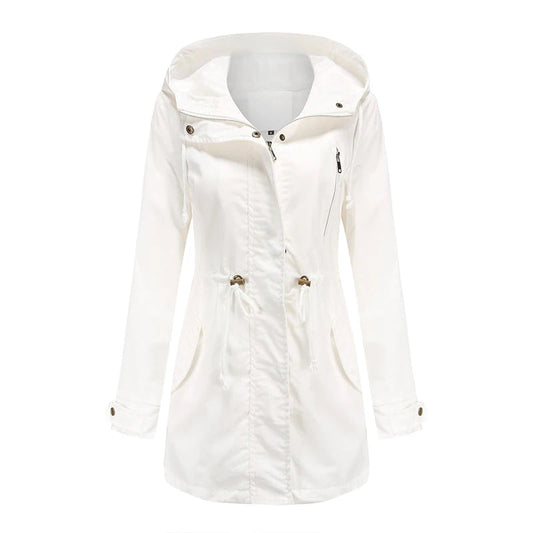 Women's Hooded Windbreaker Trench Coat – Stylish & Comfortable 0