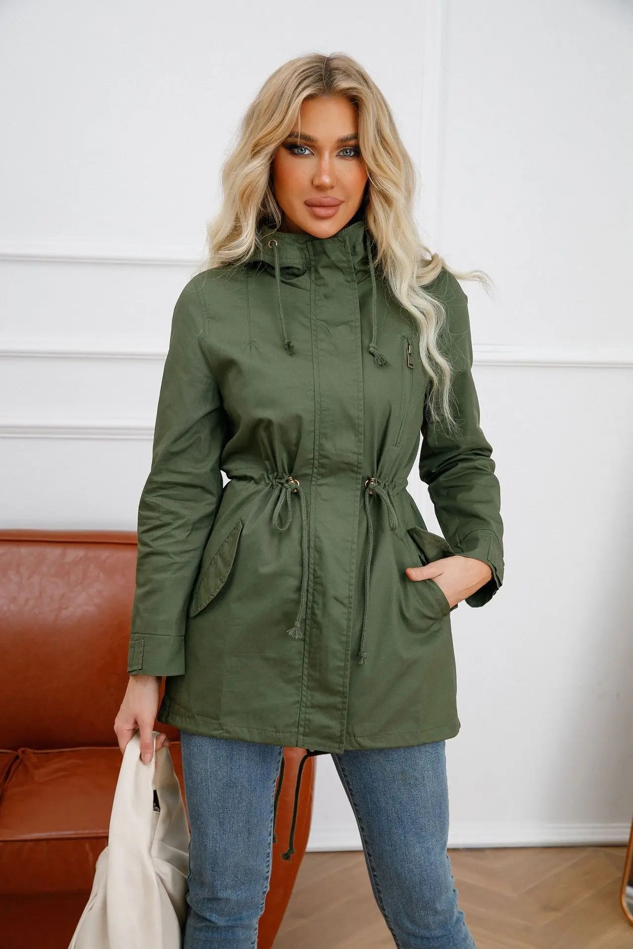 Women's Hooded Windbreaker Trench Coat – Stylish & Comfortable 1