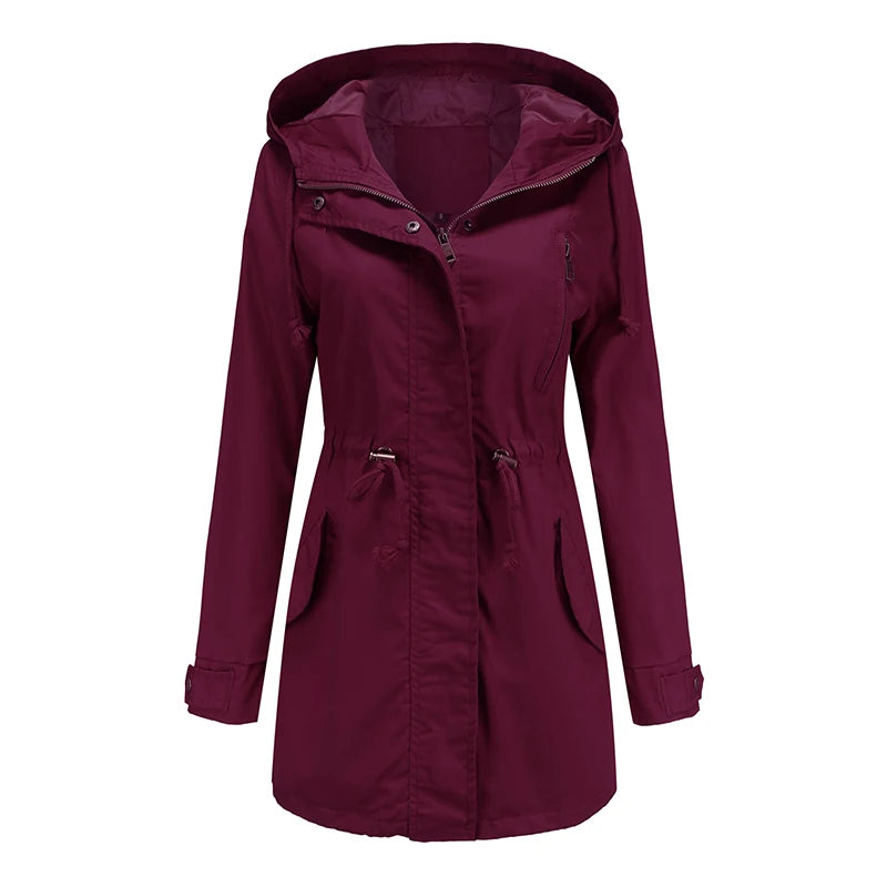 Women's Hooded Windbreaker Trench Coat – Stylish & Comfortable 11