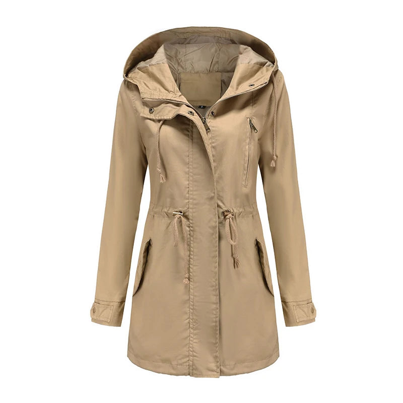 Women's Hooded Windbreaker Trench Coat – Stylish & Comfortable 12