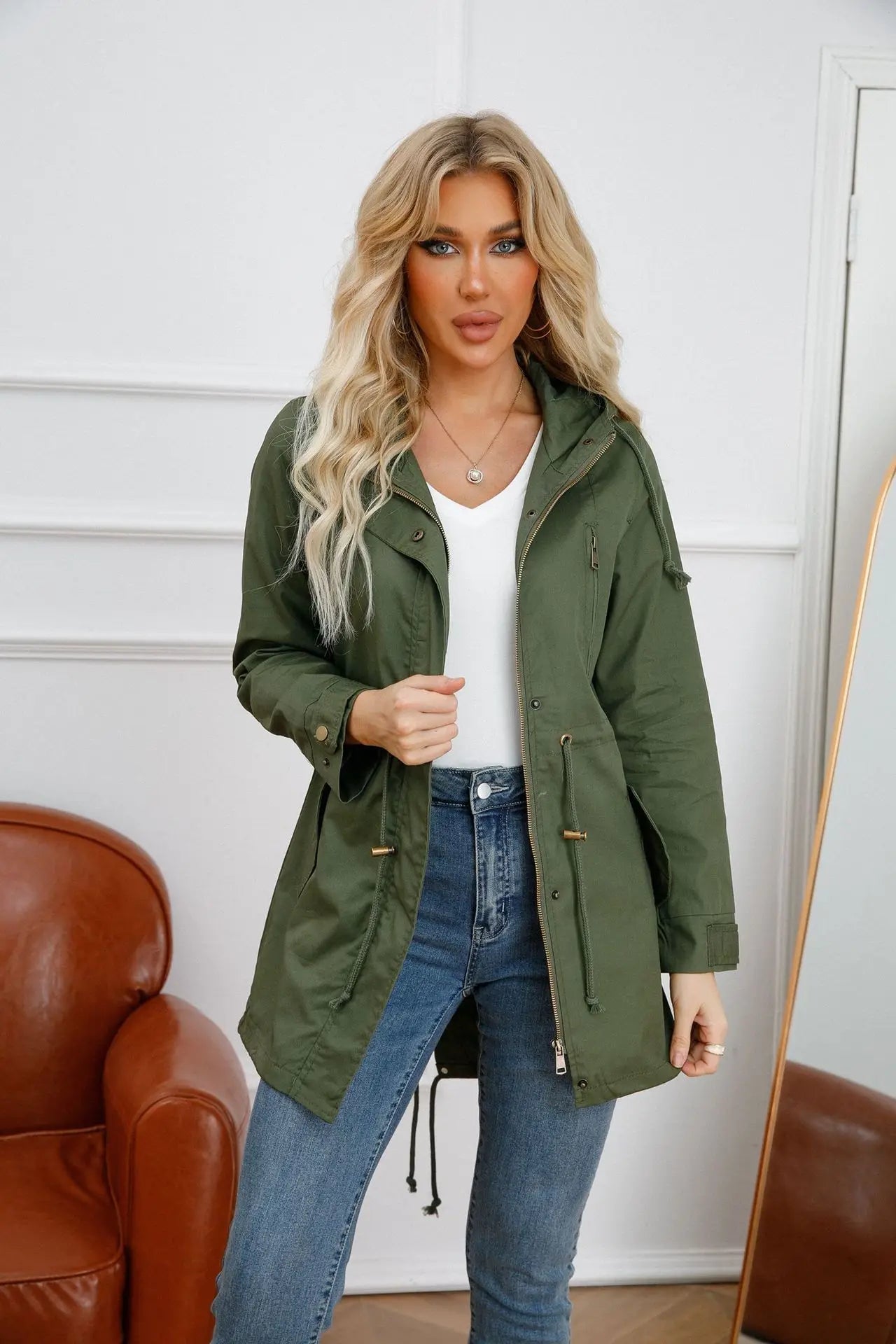 Women's Hooded Windbreaker Trench Coat – Stylish & Comfortable 2