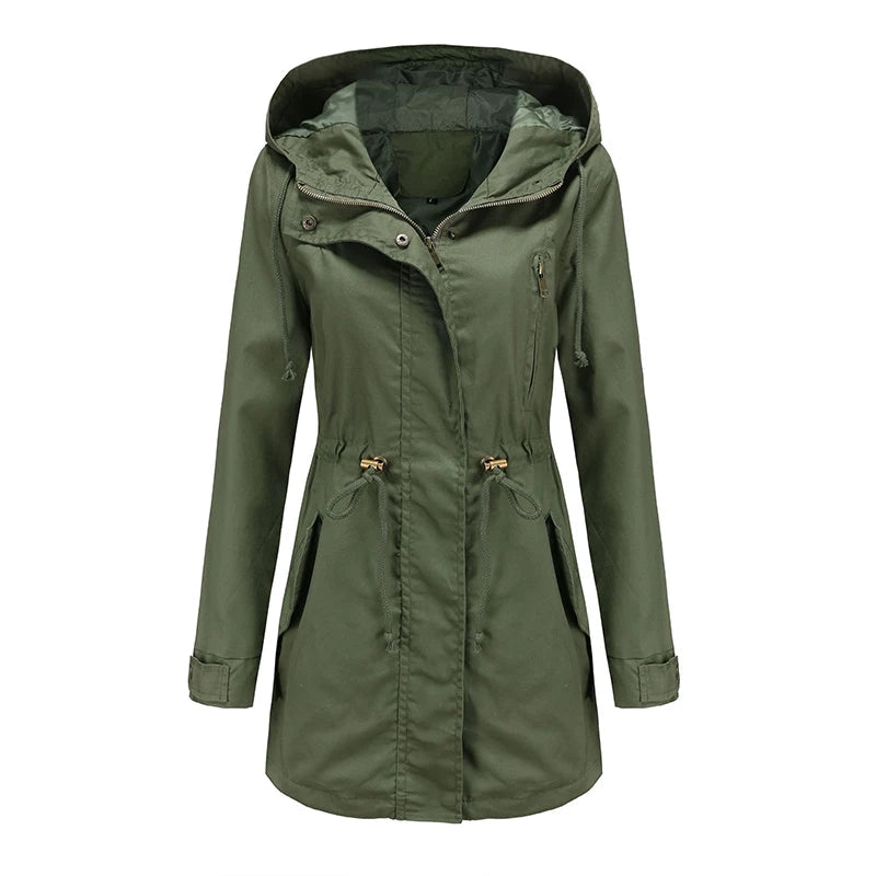 Women's Hooded Windbreaker Trench Coat – Stylish & Comfortable 4