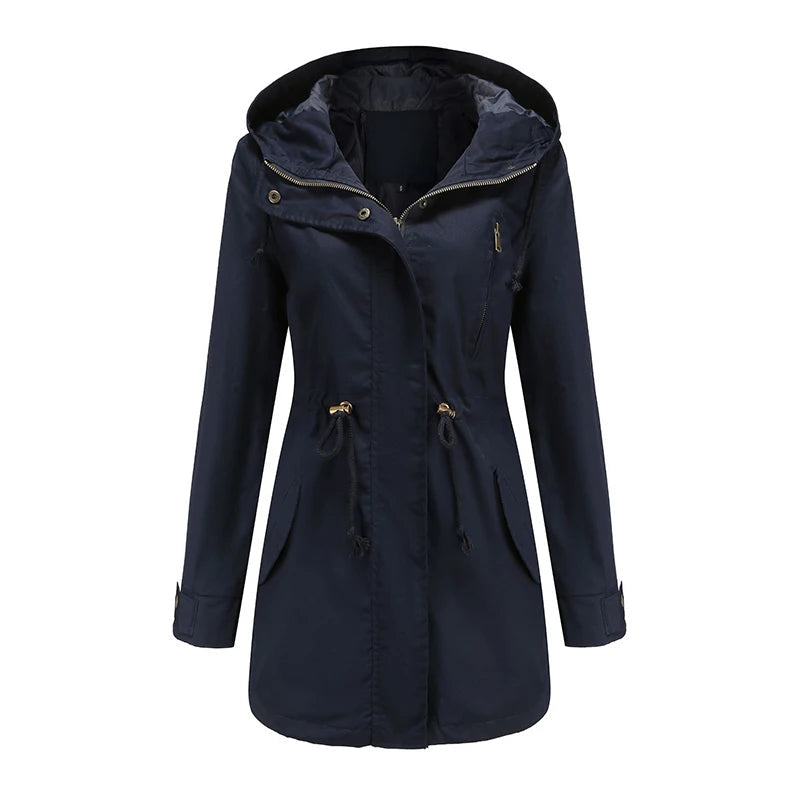 Women's Hooded Windbreaker Trench Coat – Stylish & Comfortable 6