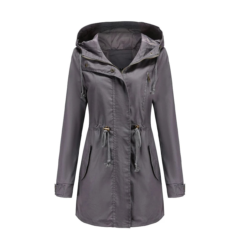 Women's Hooded Windbreaker Trench Coat – Stylish & Comfortable 7