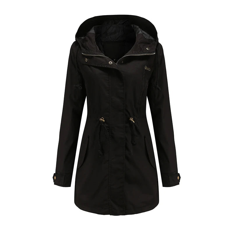 Women's Hooded Windbreaker Trench Coat – Stylish & Comfortable 8