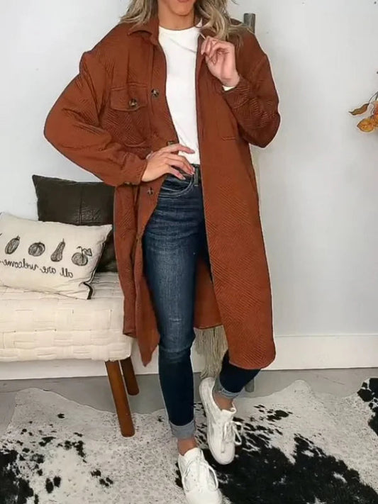Women's Knee-Length Jacket – Elegant Single-Breasted Design 0