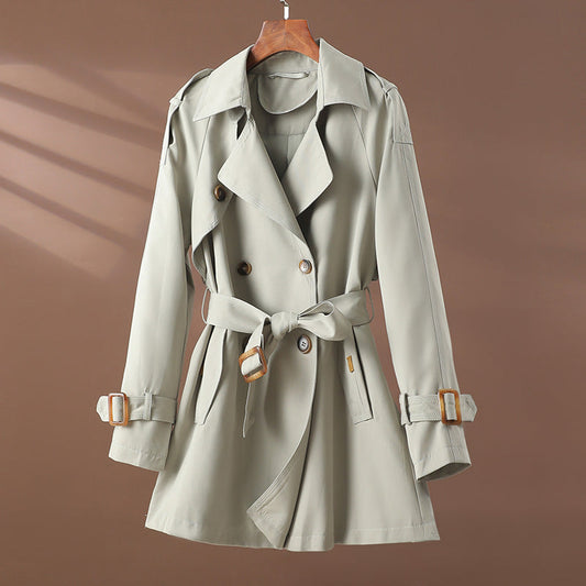 Women's Lace Waist Trench Coat – Slim Fit for Autumn Elegance 0