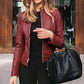 Women's Leather Jacket – Slim Fit with Stand Collar for Chic Style 10