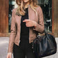 Women's Leather Jacket – Slim Fit with Stand Collar for Chic Style 11