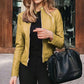Women's Leather Jacket – Slim Fit with Stand Collar for Chic Style 12