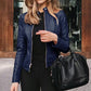 Women's Leather Jacket – Slim Fit with Stand Collar for Chic Style 16