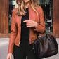 Women's Leather Jacket – Slim Fit with Stand Collar for Chic Style 3