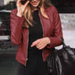 Women's Leather Jacket – Slim Fit with Stand Collar for Chic Style 4