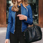 Women's Leather Jacket – Slim Fit with Stand Collar for Chic Style 5