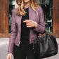 Women's Leather Jacket – Slim Fit with Stand Collar for Chic Style 8