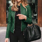 Women's Leather Jacket – Slim Fit with Stand Collar for Chic Style 9