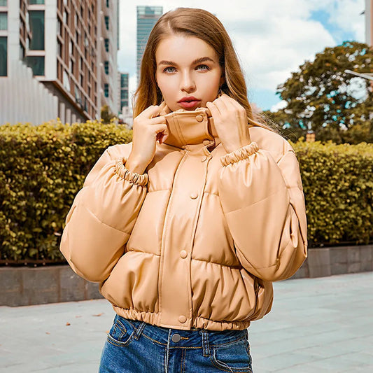 Women's Leather Jacket – Stand-Up Collar for Stylish Comfort 0