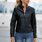 Women's Leather Jacket – Stylish Zipper & Stand Collar Design 2