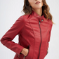 Women's Leather Jacket – Stylish Zipper & Stand Collar Design 4