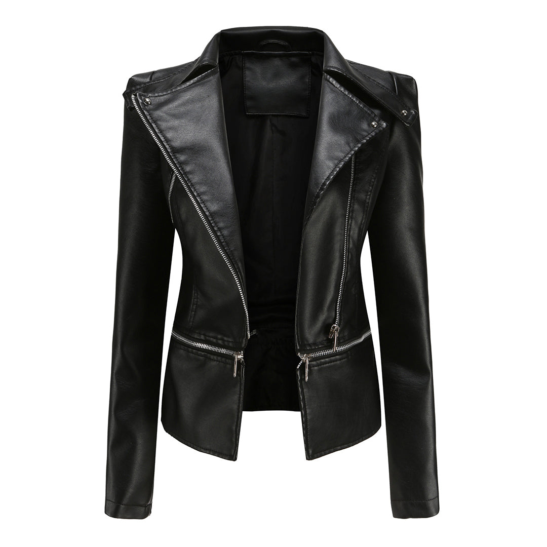 Women's Leather Jacket – Versatile Detachable Hem for Chic Style 0
