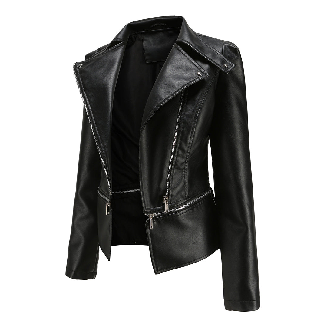 Women's Leather Jacket – Versatile Detachable Hem for Chic Style 3