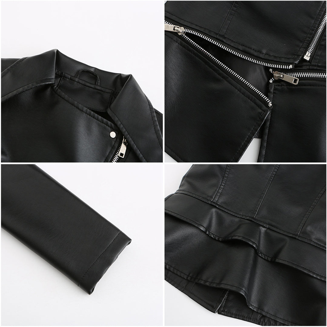 Women's Leather Jacket – Versatile Detachable Hem for Chic Style 6