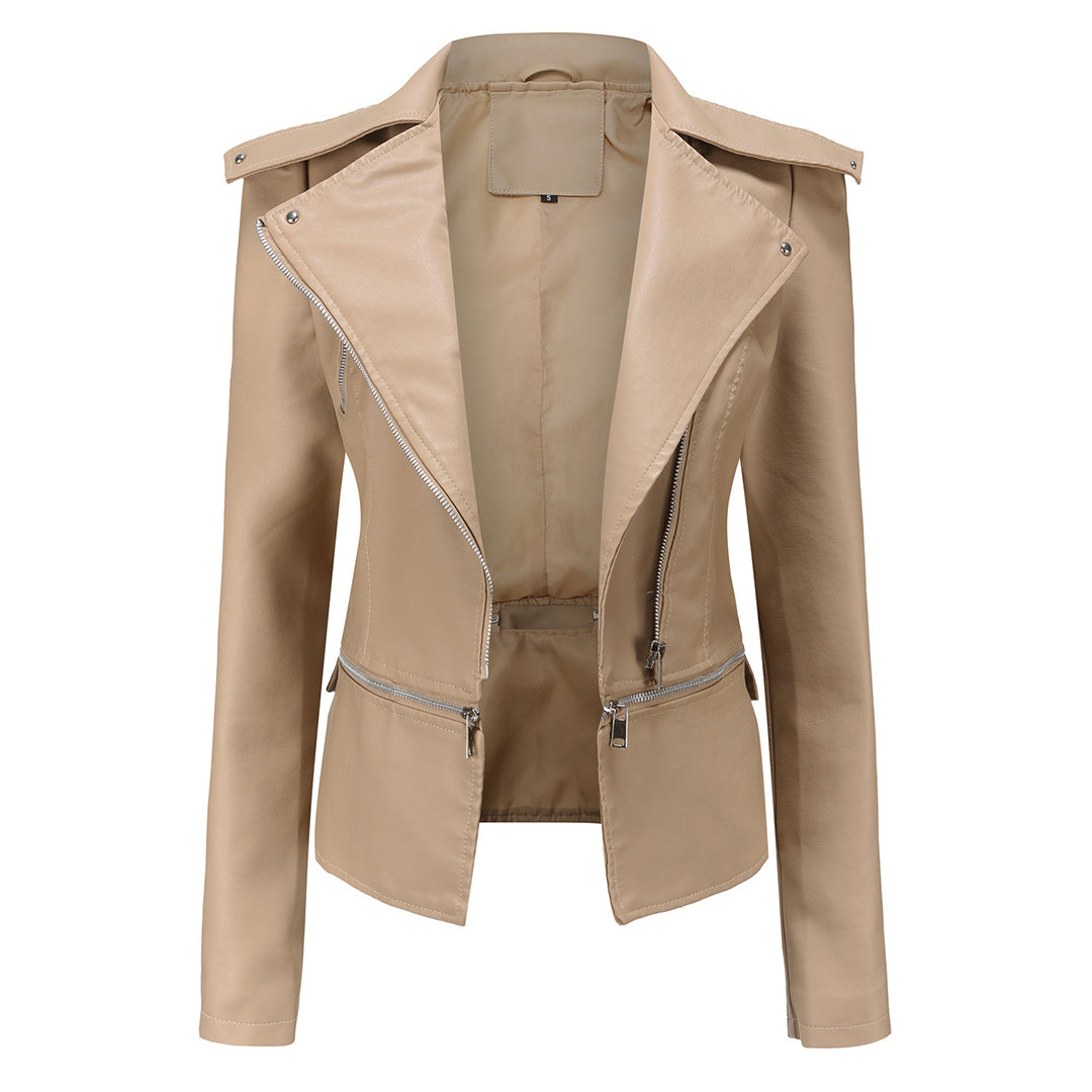 Women's Leather Jacket – Versatile Detachable Hem for Chic Style 9