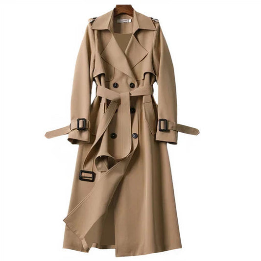 Women's Long Belted Trench Coat – Tailored Elegance for All Seasons 0