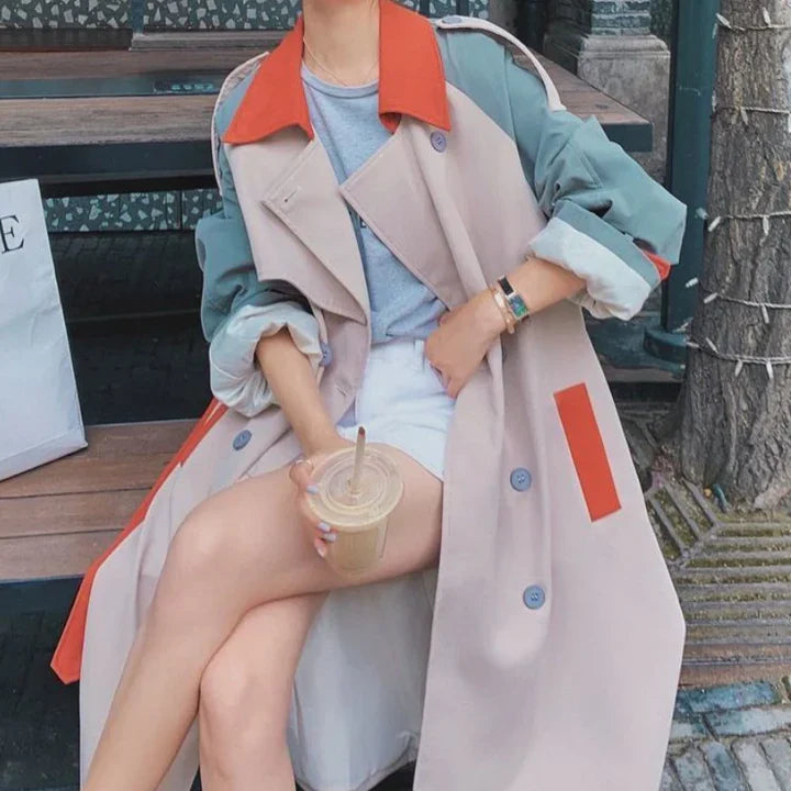 Women's Long Coat – Chic Design with Bold Color Accents 1