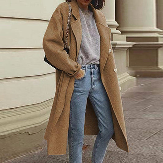 Women's Long Coat – Elegant Button Closure for Versatile Style 0