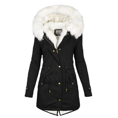 Women's Long Faux Fur Coat – Warm Padded Design for Winter 0