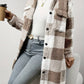 Women's Long Teddy Jacket – Cozy Checkered Style for Fall 2