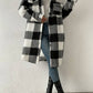 Women's Long Teddy Jacket – Cozy Checkered Style for Fall 7