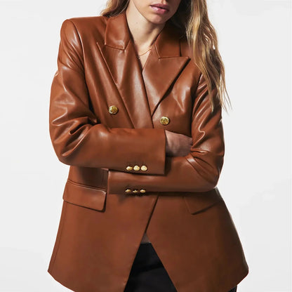 Women's Matte Faux Leather Jacket – Chic Spring Layering Essential 0