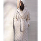Women's Mid-Length Quilted Jacket – Elegant Lace Design for Winter 2