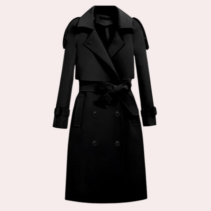 Women's Mid-Length Trench Coat – Slim Fit for Elegant Style 0