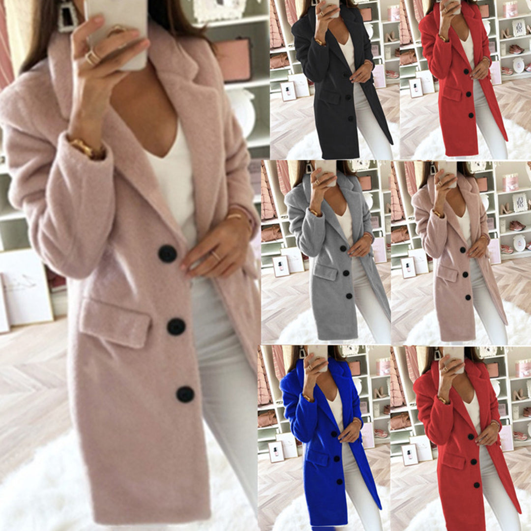 Women's Mid-Length Woolen Coat – Chic Double-Breasted Design 5