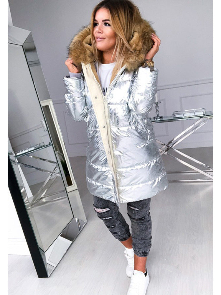 Women's Over-Knee Down Jacket – Slim Fit with Fur Hood 1