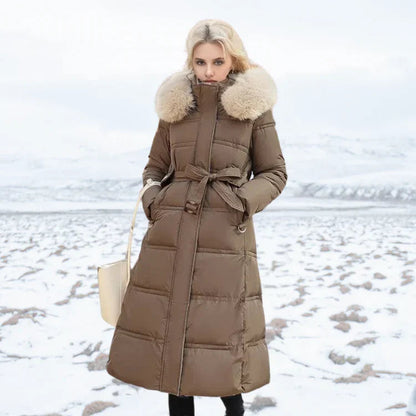 Women's Over-Knee Jacket – Chic Slim Fit with Fur Collar 0